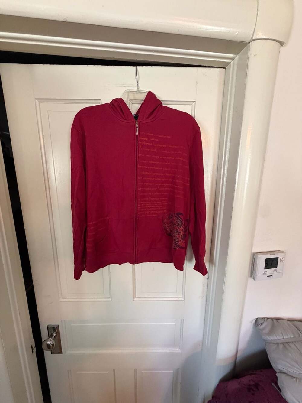 Jason Maxwell Graphic Print Zip-Up Hoodie Red